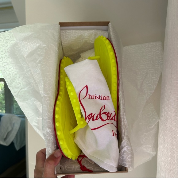 Christian Louboutin Shoes - ☀️NIB CHRISTIAN LOUBOUTIN Super Loubi Flip Donna Flat Fluo Yellow/ Stud Sandals